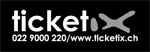 Logo Ticketix marketing monochrome sur fond noir